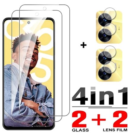 4in1 Härdat glas för Realme C55 skärmskydd glas kameralins film för Realme C55 glas