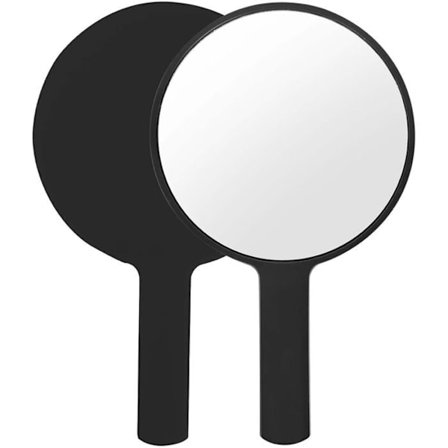 Håndspejle, Makeupspejl, Frisørspejl, Professionelt Bærbart Spejl, Rundt Håndtagsspejl, Multipurpose Spejl (Sort)