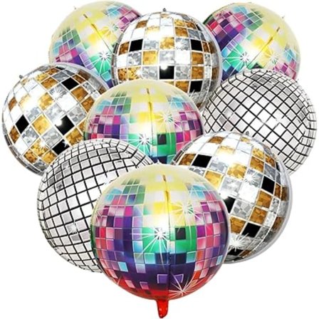 Disco-pallo, 80-luvun koristelu, 9 kpl disco-ilmapalloa, 22 tuuman valtava 4D-folioilmapallo