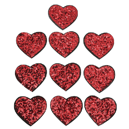 10 stk. Rødt Hjerte Patch DIY Sy Bomull Stryke På Patch Broderte Applikasjoner for Sying Bryllupskjoler Gaver Vesker