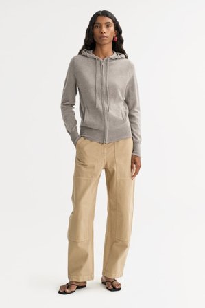 Soft Goat - Zip hoodie - Cashmere hoodie - XS - Greige