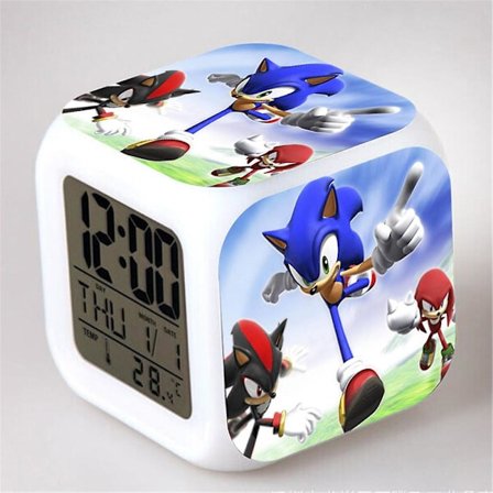Sonic Kids Digital Klokke LED Fargerik Fargeskiftende Alarm Desktop Klokke Gave[DB]