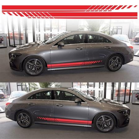 1Par Bildekal Auto Side Stripe RÖD Red