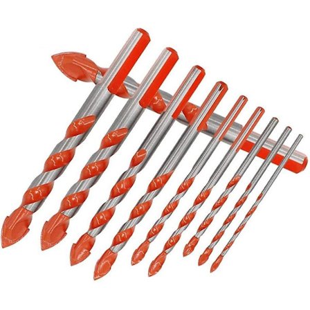 10 st multifunktionella skaft hårdmetall borr bits ultimata stansset metall betong tegel glas borr bits