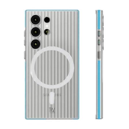 Samsung Galaxy S24 Ultra Mobilskal Korrugerad med Magnet Rvelon - Blå Blue