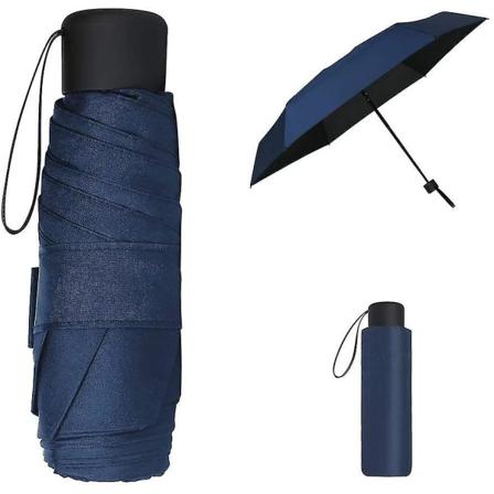 Mini Reiseparaply. Svart Kompakt Sammenleggbar Paraply. Liten Lett