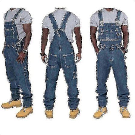 Miesten Plus-kokoiset farkkuhaalarit Muotifarkut Denim Bib Löysät Useita taskuja Säädettävät olkaimet -xindaren