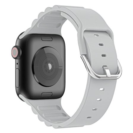 Apple Watch (45mm) vaakasuora raidallinen silikoninen kellonhihna - Harmaa