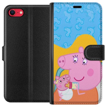 Yhteensopiva Lompakkokotelo Apple iPhone SE (2020) Peppa Possu perhemotiivi äidin possu, isän possu ja ystävien kanssa, värikäs piirretty lasten