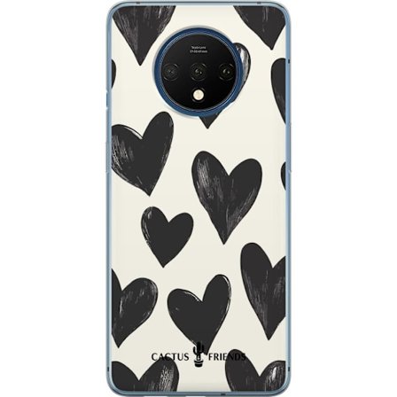 Yhteensopiva Puhelinkuori OnePlus OnePlus 7T Cactus and Friends - Bold Black Love Pattern