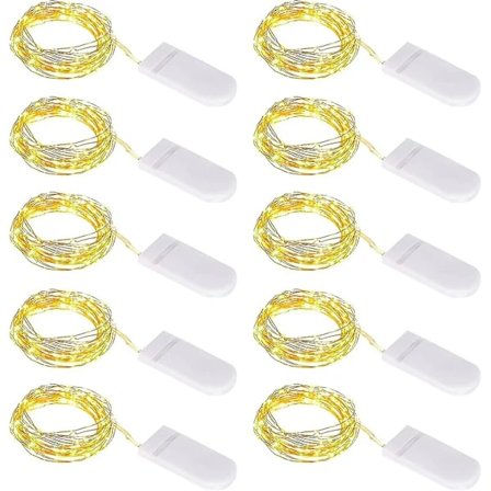 10 stk LED Lyslenke Batteri, Lyslenke Liten Med Batteri, 1m 10 Micro