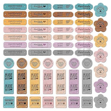 56 stk. Håndlagde Skinnlapper, Håndlagde Skinnlapper for Hekling, Fargerike Skinnlapper for Håndlagde Gjenstander Strikk DIY