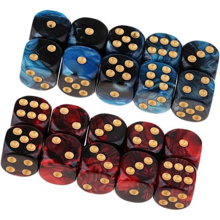 20 kappaletta monivärinen noppa D6 noppa 6-sivuinen 16mm akryylinoppapeli