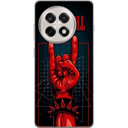 Kompatibel Mobilcover til OnePlus OnePlus 13R Rock & Roll håndsymbol – Rød og sort design med tung metal-inspiration