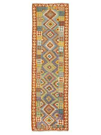 Hand Woven Kilim Afghan Old Style Rug 89X300 Brown/Orange