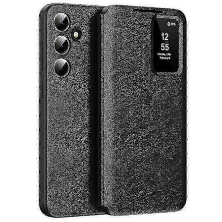 Samsung Galaxy S25 FE Smart View -nahkakotelo korttipaikalla - Ensiluokkainen yhteensopiva puhelinkotelo