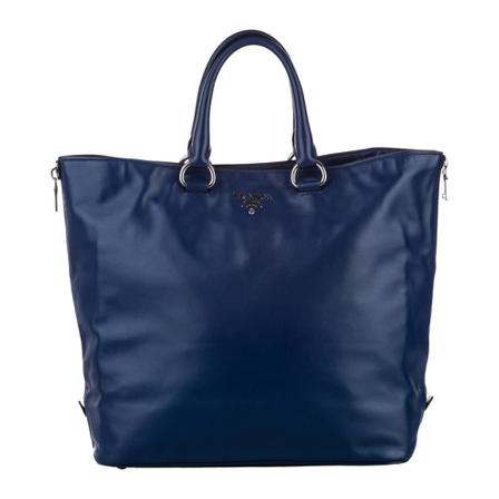 Prada Vintage, Pre-owned Vitello Shine Satchel Blauw, Dames, Maat:ONE Size