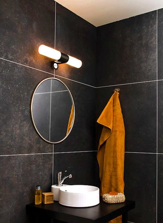 Cosenza vegglampe 2-lys m/stikk - sort/opal