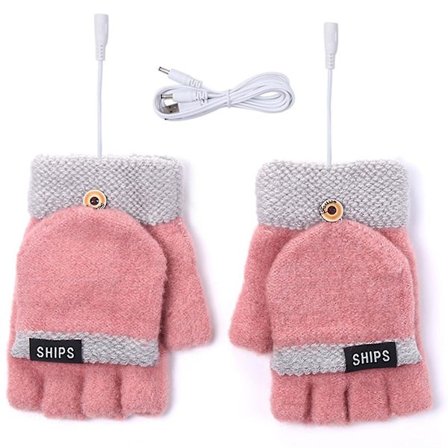 Ensidet Opvarmning Vinter Vanter Vaskbare Nem USB Opladning Handsker Til Indendørs Kontorarbejde Tastning