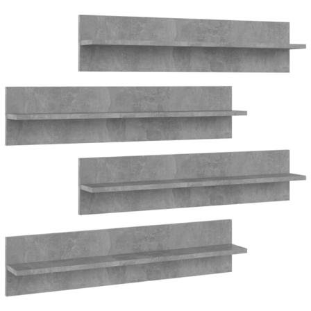 Vidaxl Vägghyllor 4 St Betonggrå 80x11,5x18 Cm Konstruerat Trä Grå