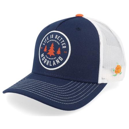 SQRTN - Bleu trucker Casquette - Explore Hooked Navy/White A-Frame Trucker @ Hatstore