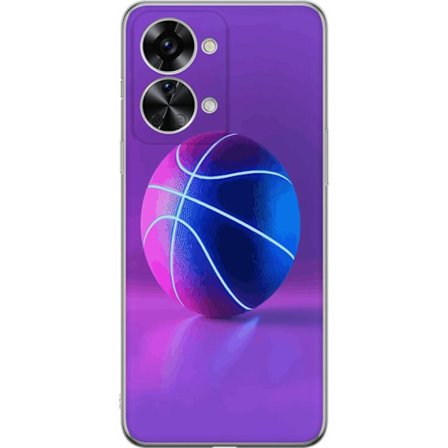 Yhteensopiva Puhelinkuori OnePlus OnePlus Nord 2T Koripallo juliste neon pallo urheilu kori värikäs violetti sininen hehkuava kenttä retro design u