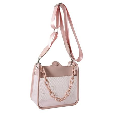 CDQ Liten gjennomsiktig håndveske Mesh gjennomsiktig Crossbody-veske Kjedehåndtak klar