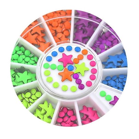 Blandet Farve Flad Bagside Stjerne & Halv Rund DIY Neglekunst Tips Dekoration Hjul QinHai