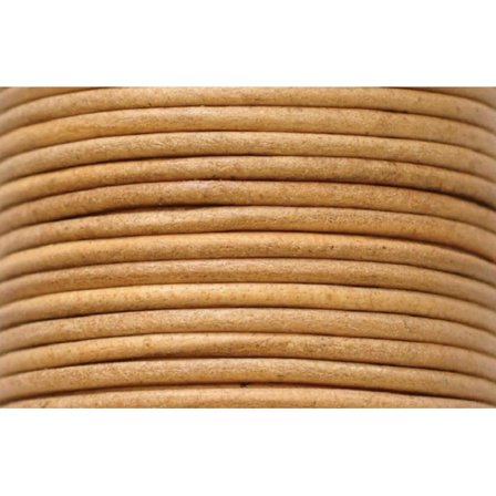 10 meter naturfarvet læderrem 2 mm. tyk