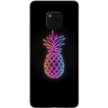 Kompatibelt Mobildeksel til Huawei Huawei Mate 20 Pro Neonlysillustrasjon av ananas i fargerikt lys mot svart bakgrunn