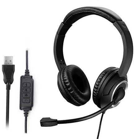 Trådbundet USB-headset Call Center-headset med mikrofon Spel Brusreducerande Over-Ear-hörlurar för C