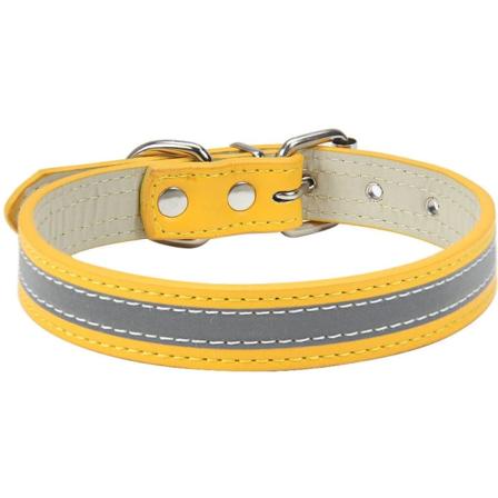 Reflekterende Halsbånd for Kjæledyr, Lær, Katte- og Hundehalsbånd, 2-delt S