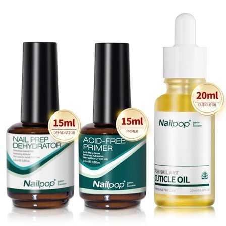 Nailpop Nagel Dehydrator och Primer Syrafri Naturlig Nagel Förberedelse för Akryl och UV Gel Nagellack Snabbtorkande Överlägset Bindningsset