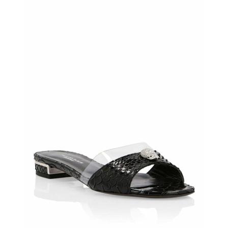 Philipp Plein Flat Sandalen Statement , Zwart , Dames , Maat: 36 EU