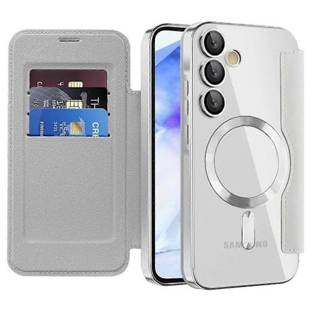 Samsung Galaxy A55 5G Magneettikotelo - Nahkainen korttipidike RFID-suojauksella, Käännettävä lompakkokotelo