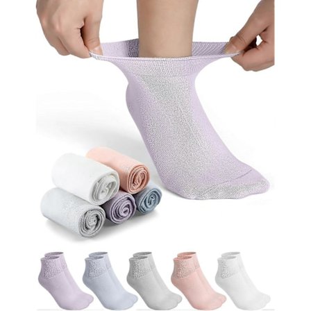 10 Par Diabetessokker til Kvinder, Ikke-bindende Ankel Crew Bløde Løse Sokker