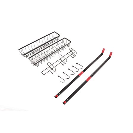 Svart krydderhylle til kjøleskap, spikerfri hengende hylle med kroker, tre lag for hjemmekjøkken