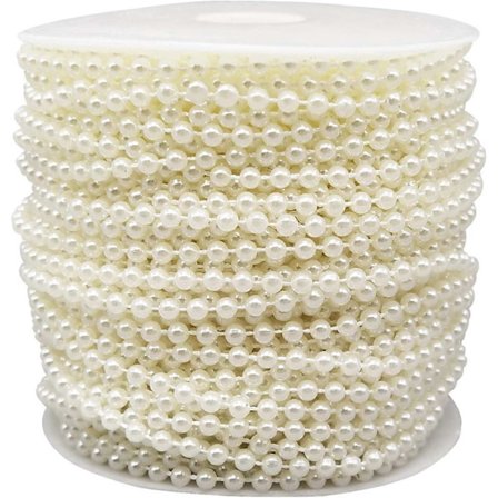 4MM Falske Perler Guirlande Perlekæde Rulle til Bryllupsfest Dekoration (Elfenben, 40M)