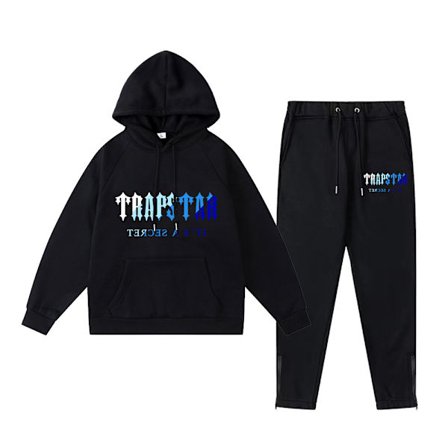 Trapst Tigerhuvudtryck Hooded Plyschtröja Mode Gradient Bokstav Casual Sportset Tryck 08- Svart Tryck 08- Svart