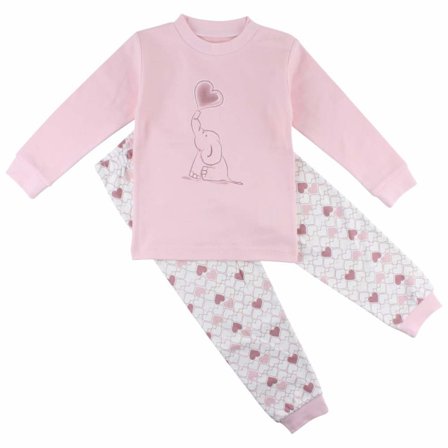 2-del Pyjamas med Elefant och hjärtan, 86 cl, Fixoni