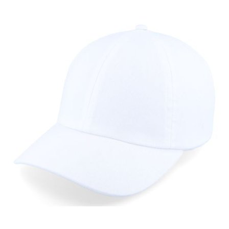 Seeberger - Vit unconstructed Keps - Cotton Fabric Baseball Cap White Dad Cap @ Hatstore