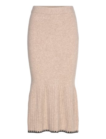 Bubbleroom Contrast Edge Knitted Skirt - Beige - M