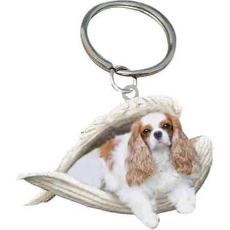 2 stk. Engel Sovende Hund Akryl Nøgleringe Vedhæng Hjem Dekoration Ornamenter Papirvarer Gaver A-FARVE: cavalier king charles spaniel