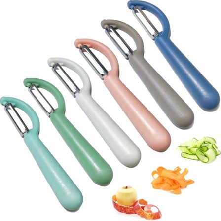 6-delars grönsaksskalare för kök, rostfritt stål äppelskalare set för grönsaker morot frukt zucchini gurka skalare