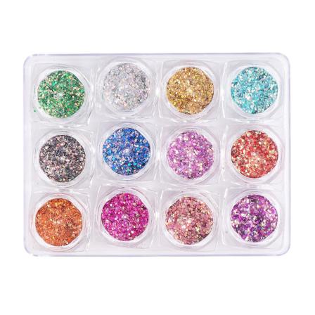 12 stk Shimmer Støvpulver Negle Sequins Negleflak
