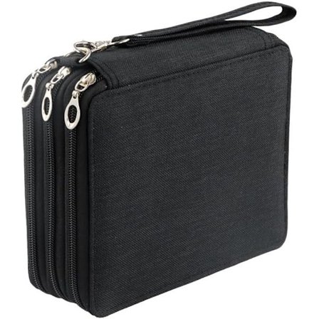 Farvet penalhus, stor kapacitet, 72 rum penalhus, bærbar farveblyantsorganisator til studerende, børn, voksne, kunstnere, sort, medium