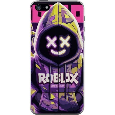 Yhteensopiva Puhelinkuori Apple Apple iPhone 5 Värikäs Roblox-inspiroima hupparihahmo neoneilla ja maskilla, digitaalinen peli-illustraatio täydell