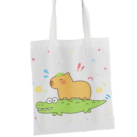 Canvasväska Tecknad Capybara Tote 7 7