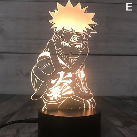3D nattlys Naruto Team Uzumaki Naruto Sasuke Sakura figur LED nattlampe -ES