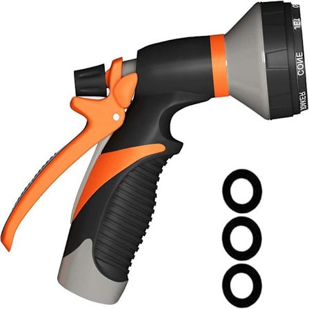 Haveslangemundstykke, vandslangemundstykke med komfortgreb med 8 justerbare mønstre til vanding af planter, græsplæne, bilvask og kæledyr